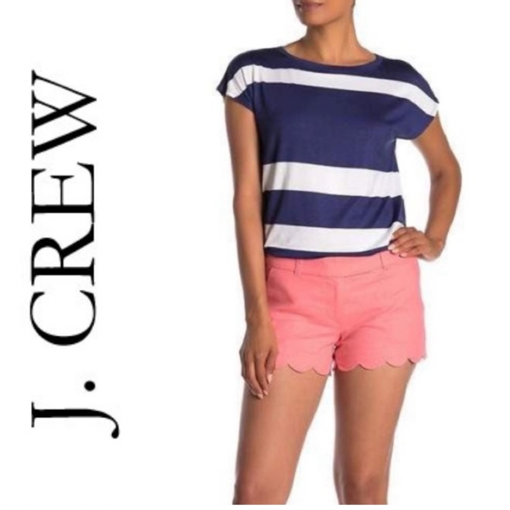 J. Crew Pink Linen Scalloped Shorts